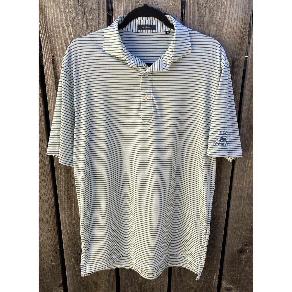 Men's Turtleson Golf Polo Striped Cotton M Embroidery Prep Norm PGA Stretch